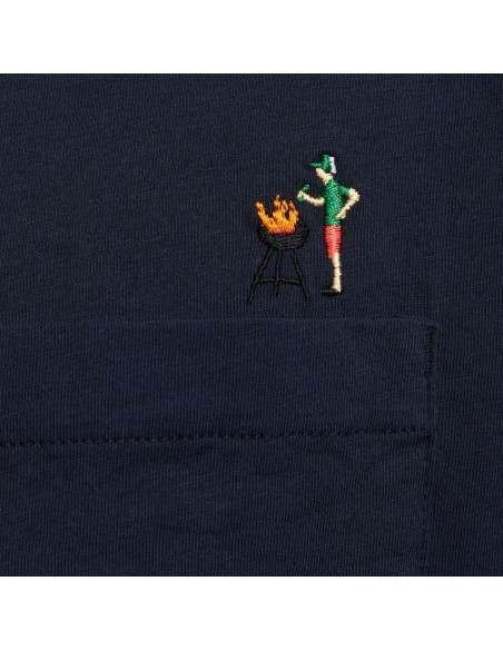 Révolution - T-Shirt bleu marine avec poche et broderie