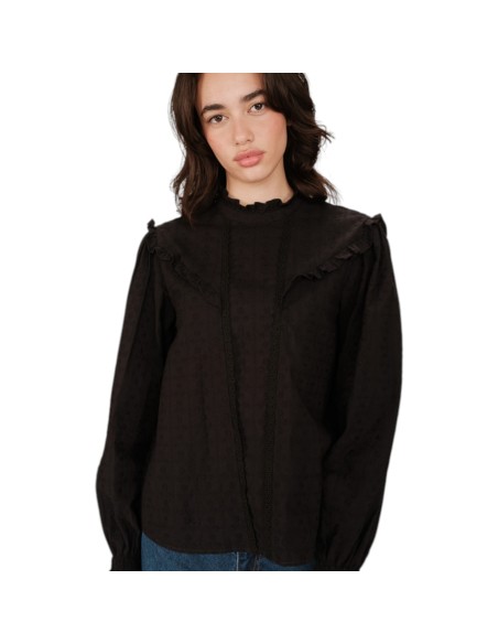 Grace et Mila | Blouse noire avec broderie