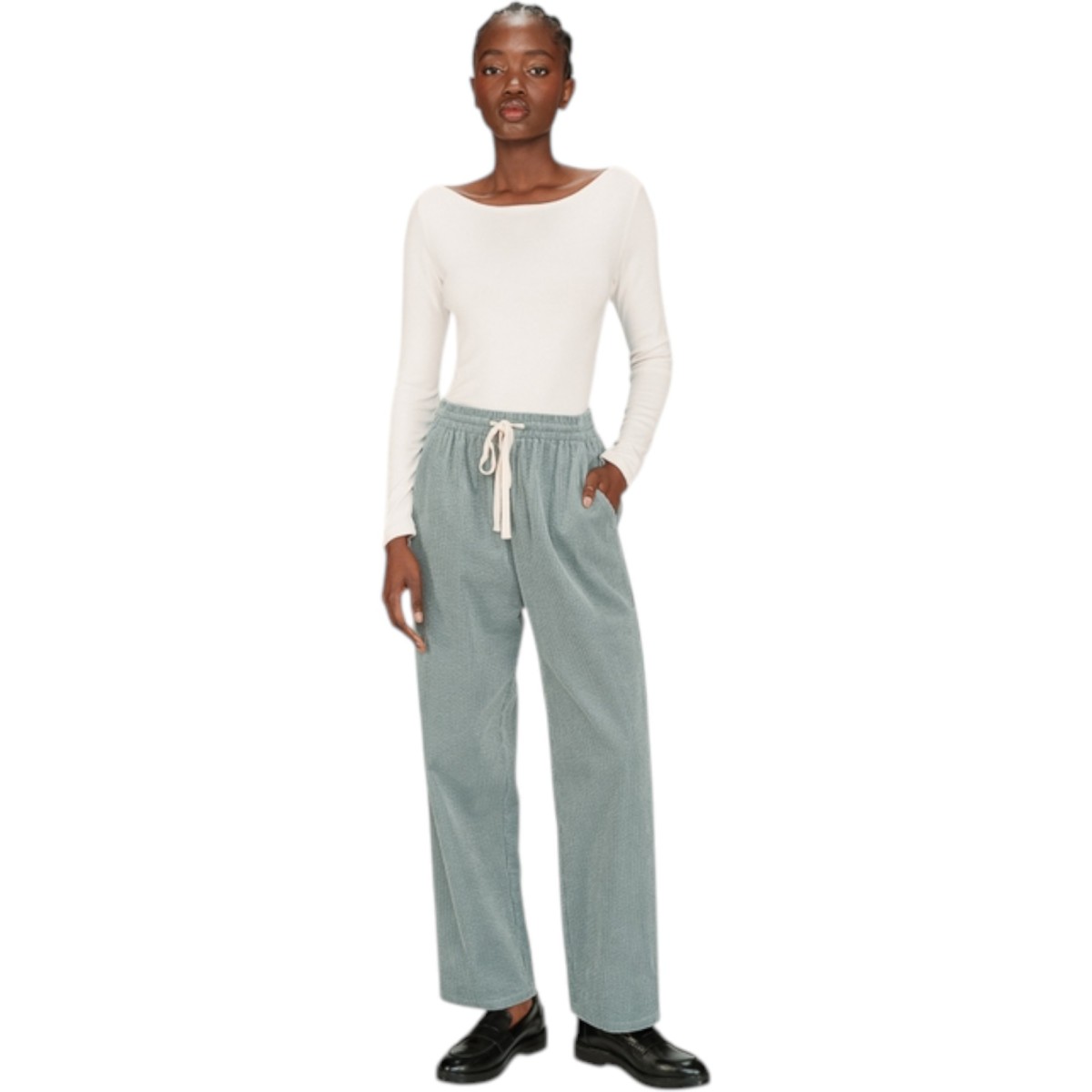 Grace et Mila | Pantalon en velours vert eau pastel