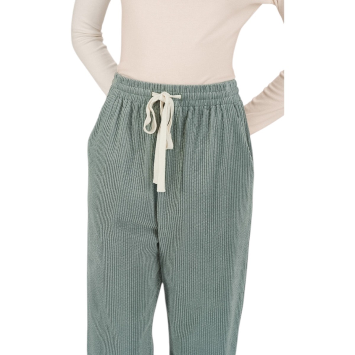 Grace et Mila | Pantalon en velours vert eau pastel