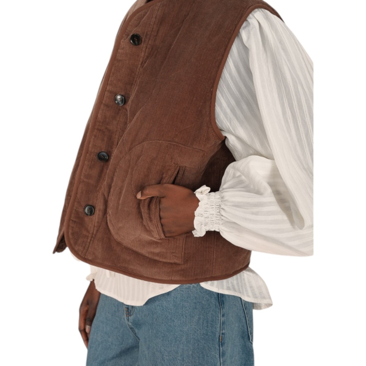 Grace et Mila | Veste sans manche réversible chocolat