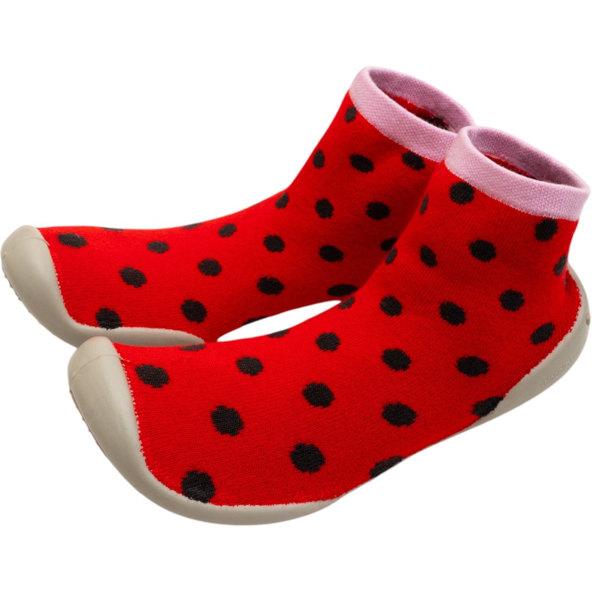 Le Collégien | Chaussons chaussettes rouge à pois