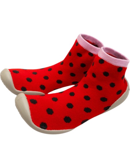 Le Collégien | Chaussons chaussettes rouge à pois