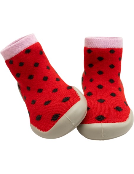 Le Collégien | Chaussons chaussettes rouge à pois