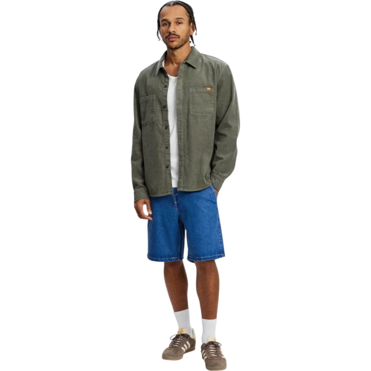 Rhythm - Chemise en velours kaki homme