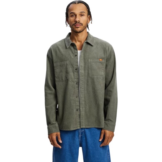 Rhythm - Chemise en velours kaki homme