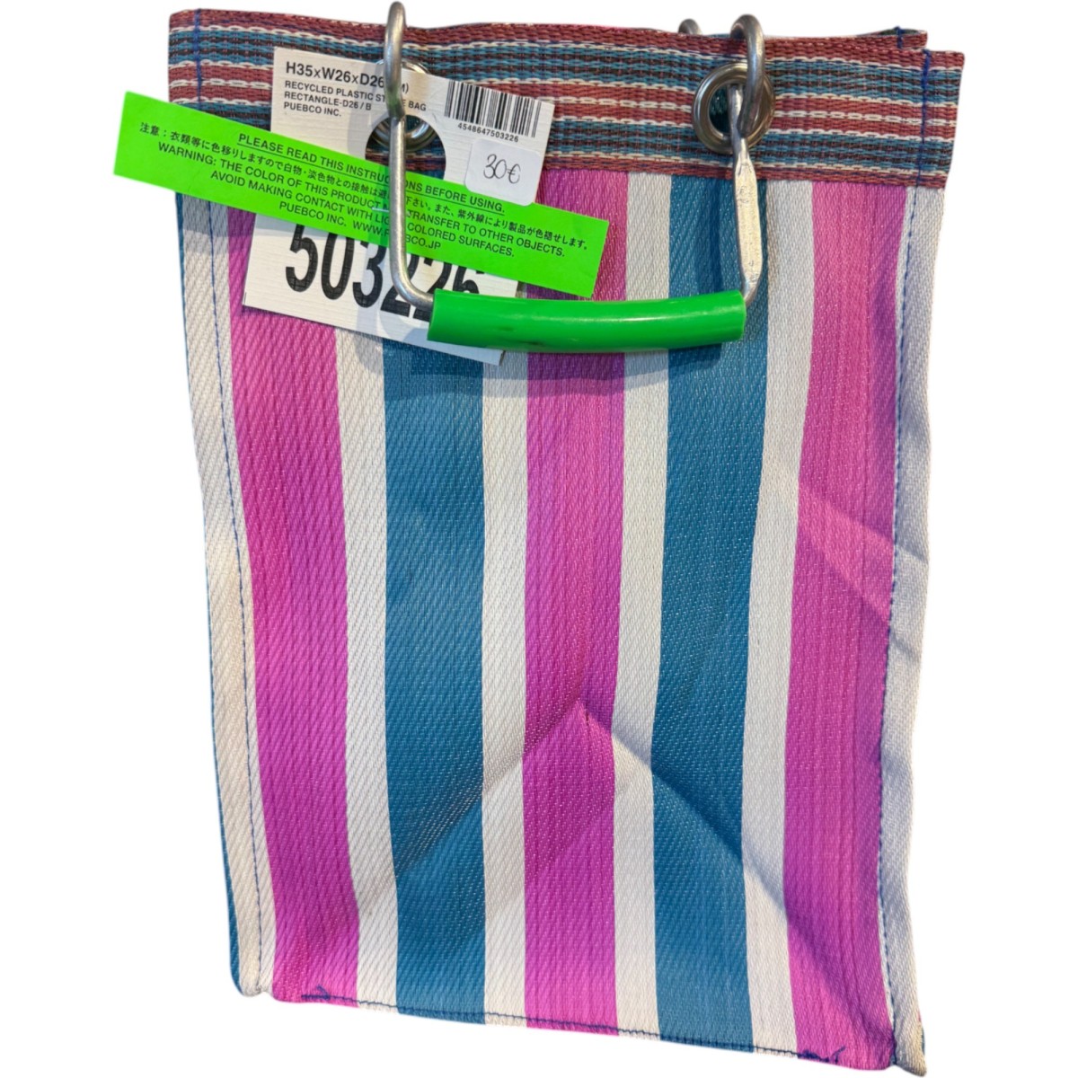 Puebco - Petit sac à rayures en plastique recyclé