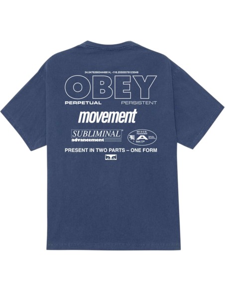 OBEY - T-shirt bleu avec impression dans le dos