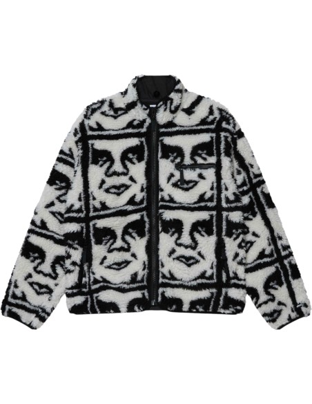 OBEY - Veste moumoute blanc et noir