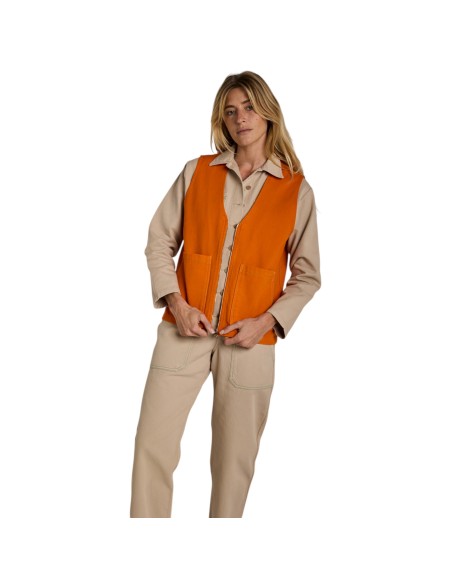 Graine Clothing - Veste en jean orange sans manche