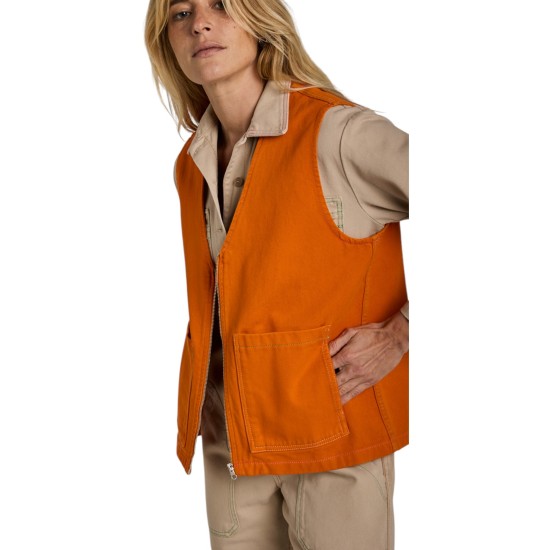 Graine Clothing - Veste en jean orange sans manche 2