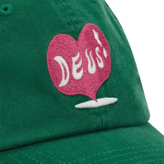 Deus Ex Machina - Casquette vert avec broderie rose 2