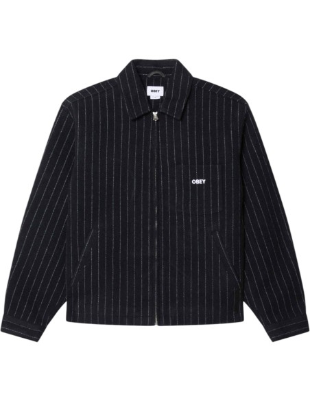 OBEY - Veste à rayures bleu foncé