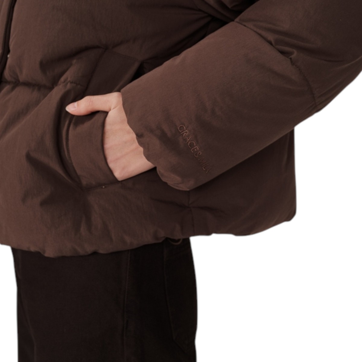 Grace et Mila | Doudoune courte chocolat