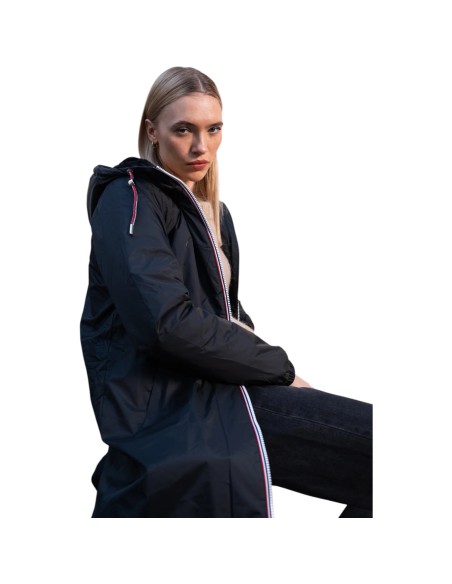 Laura Jo | Manteau imperméable long fourré noir pour femmes
