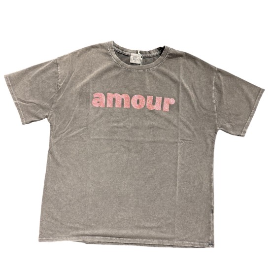 T-Shirt amour gris anthracite or