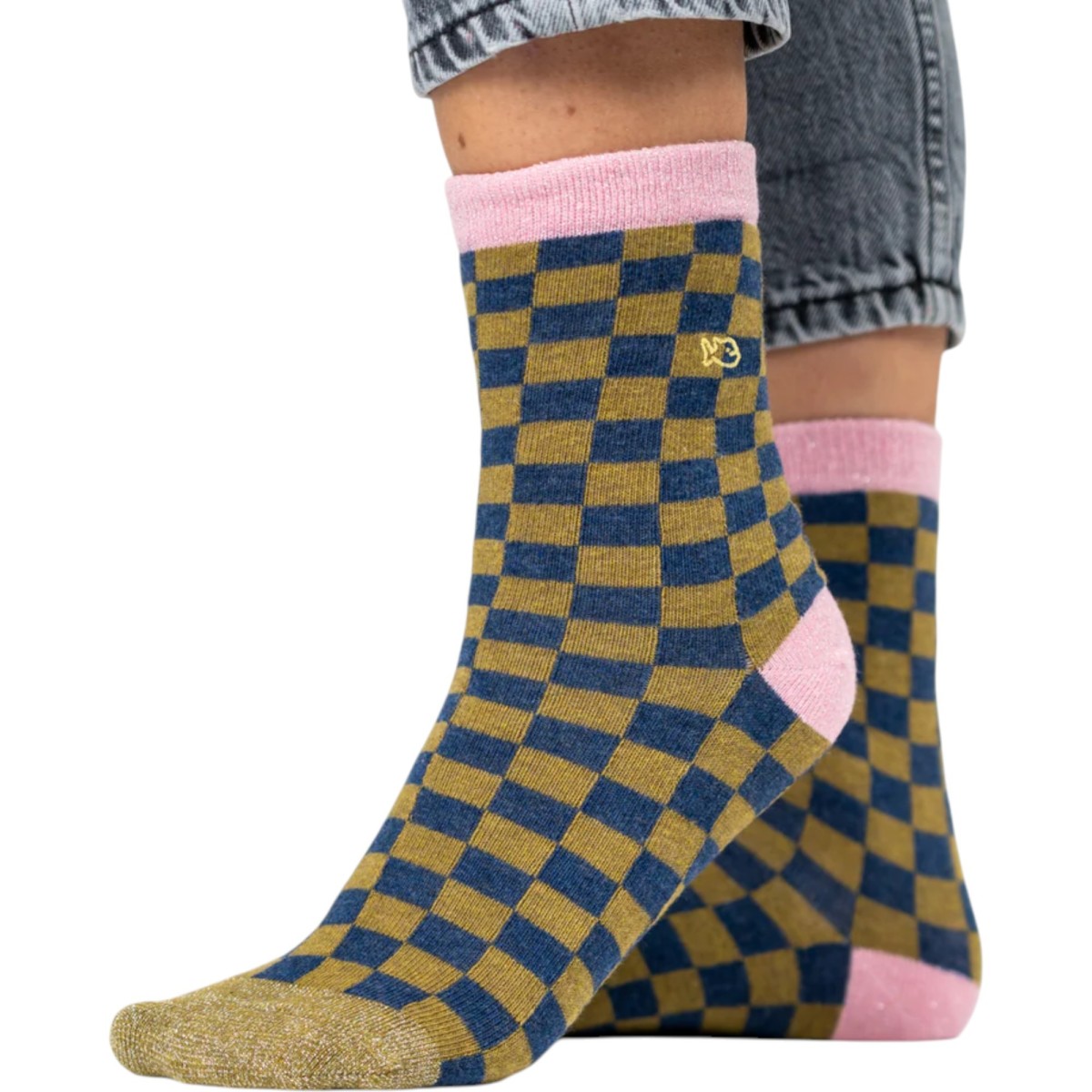 BillyBelt | Chaussettes à carreaux bleu kaki