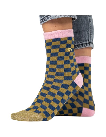BillyBelt | Chaussettes à carreaux bleu kaki