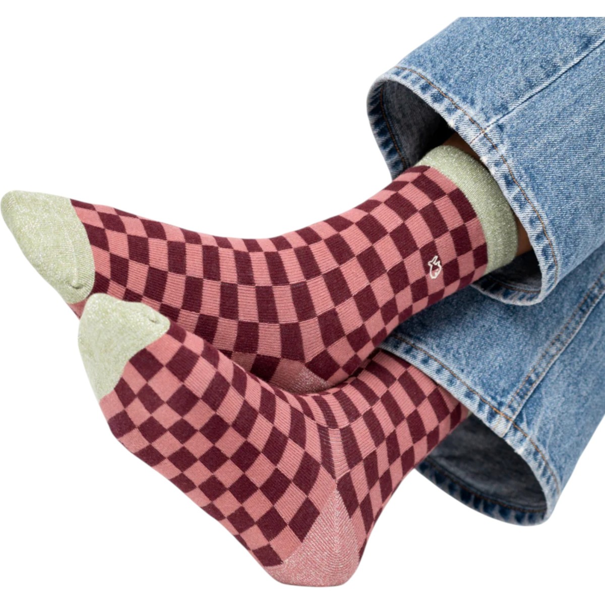 BillyBelt | Chaussettes à carreaux rose bordeaux
