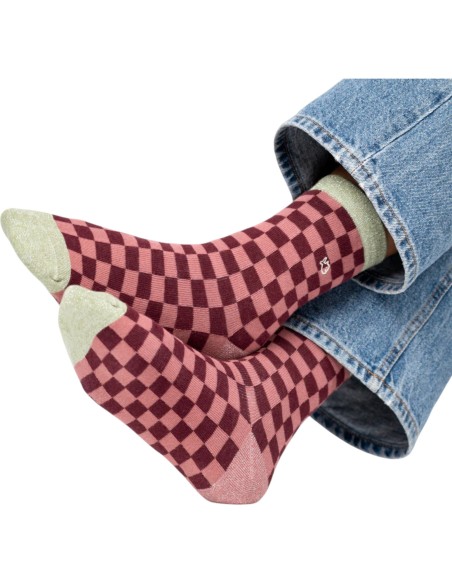 BillyBelt | Chaussettes à carreaux rose bordeaux