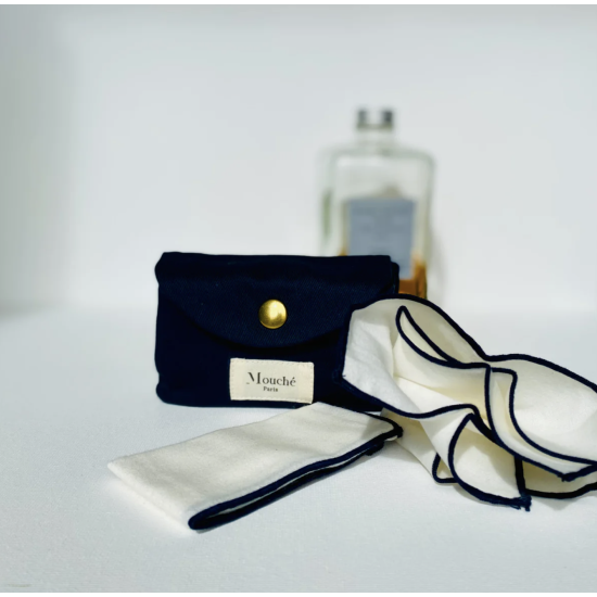 Mouché Paris| Pochette de 6 mouchoirs bleu marine
