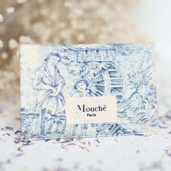 Mouché Paris| Pochette de 2 mouchoirs Toile de Jouy bleu