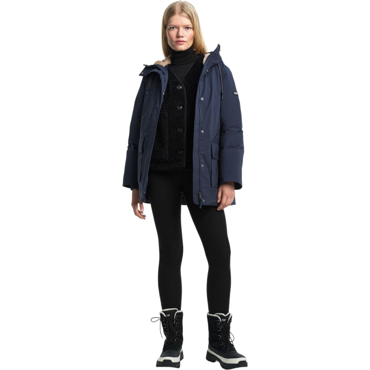 Aigle - Parka mi-longue bleu marine femme