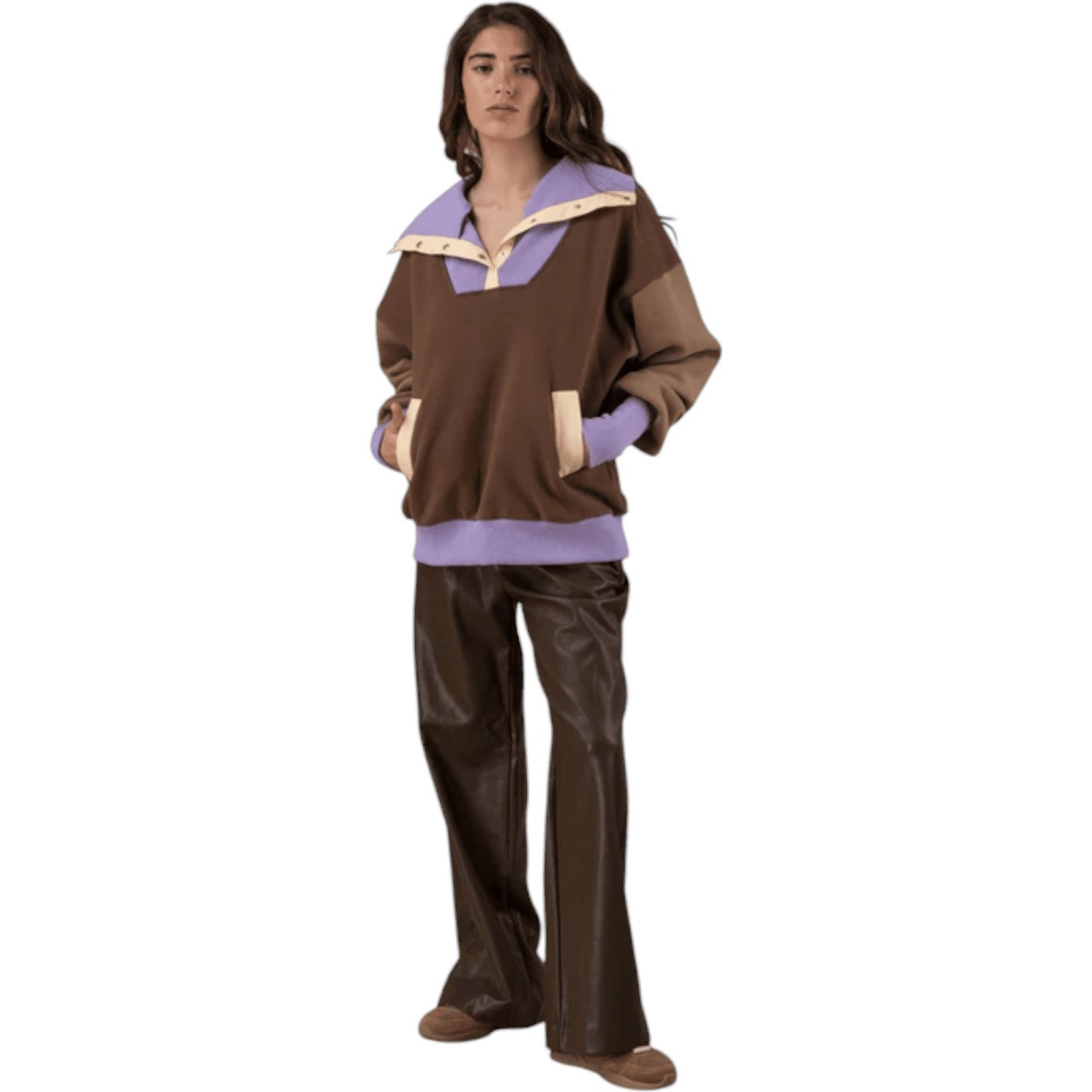 Adoré - Sweat marron violet femme