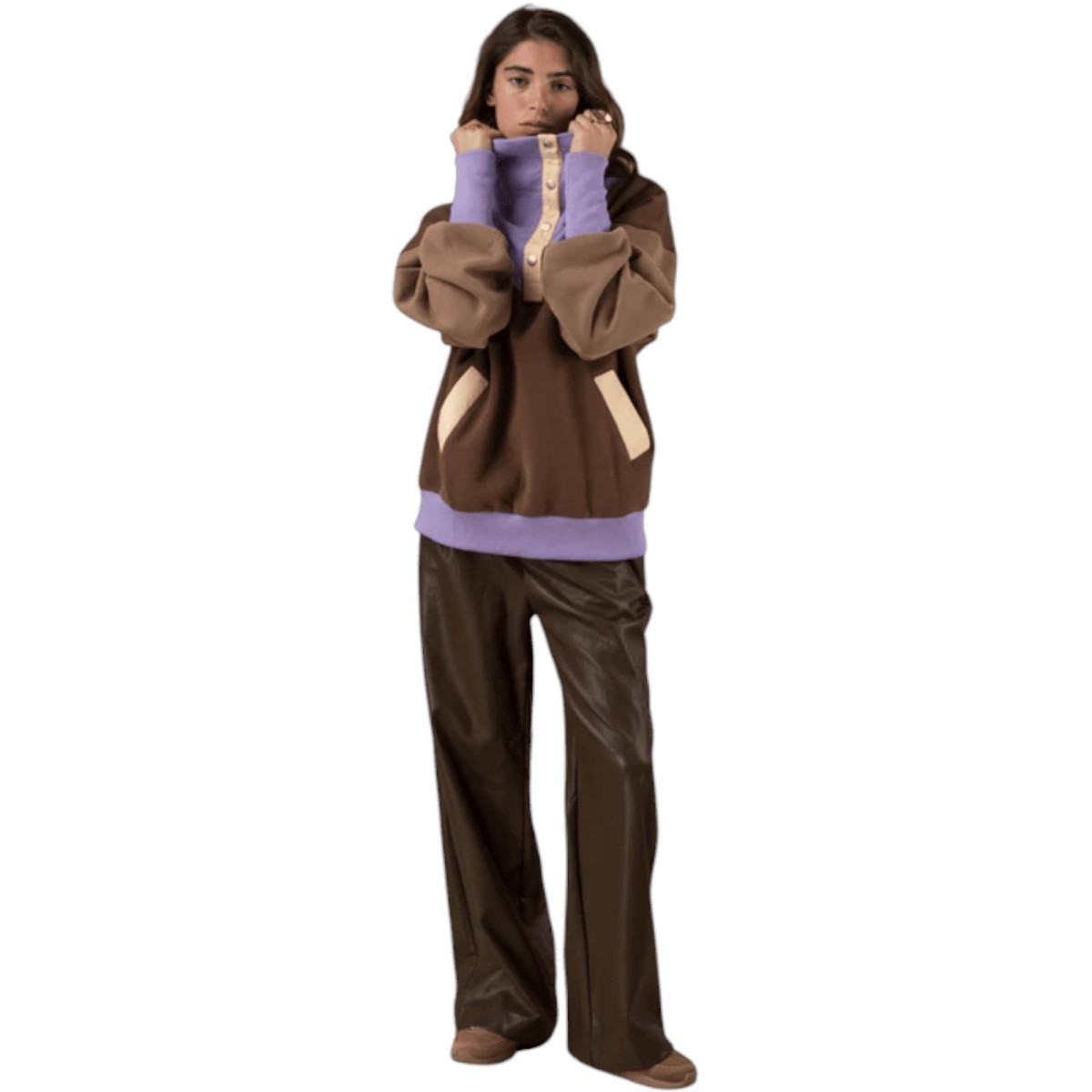 Adoré - Sweat marron violet femme