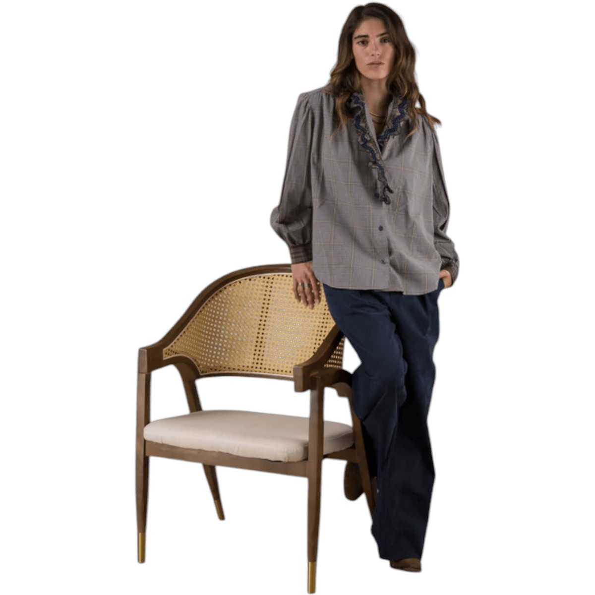 Adoré - Chemise bleu marine à carreaux