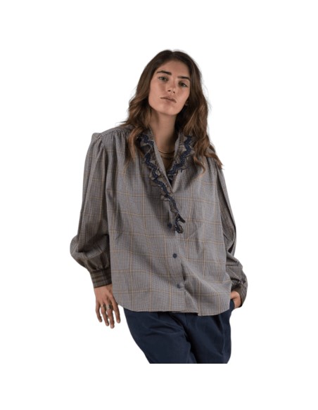 Adoré - Chemise bleu marine à carreaux