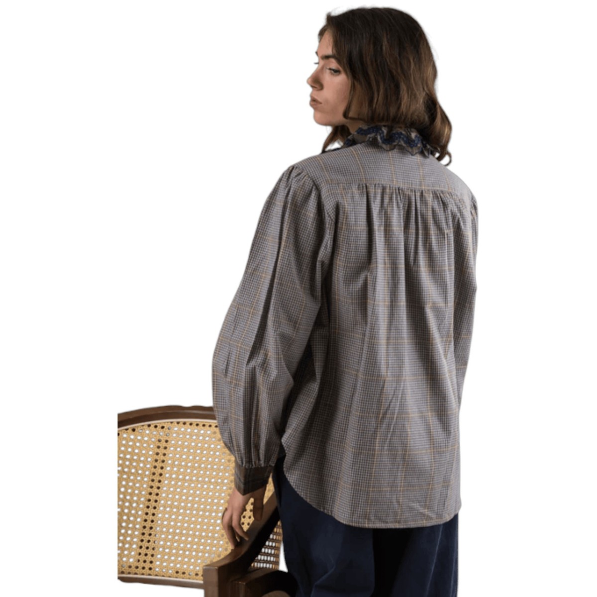 Adoré - Chemise bleu marine à carreaux