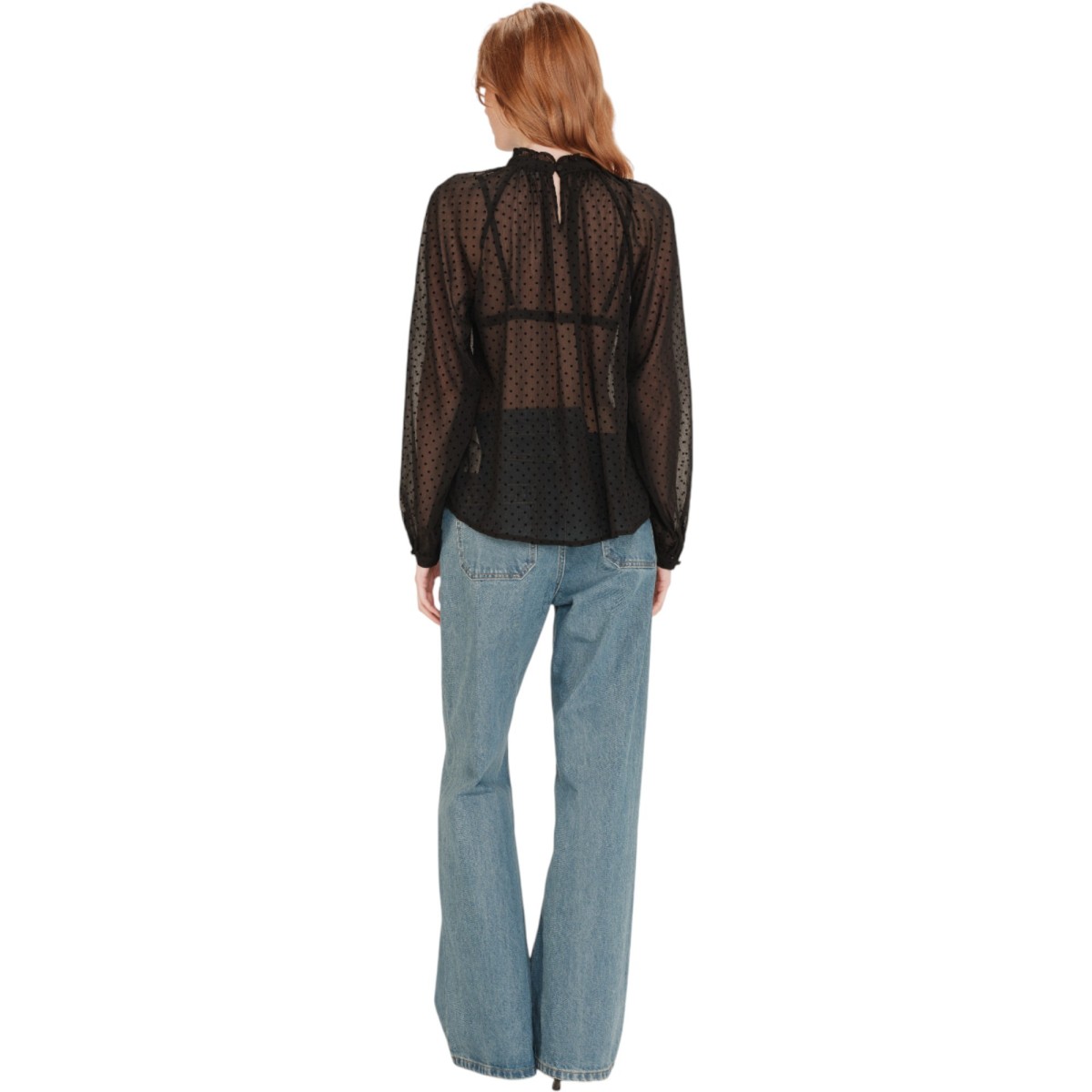 Grace et Mila | Blouse noir à pois en velours