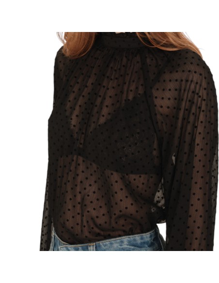 Grace et Mila | Blouse noir à pois en velours