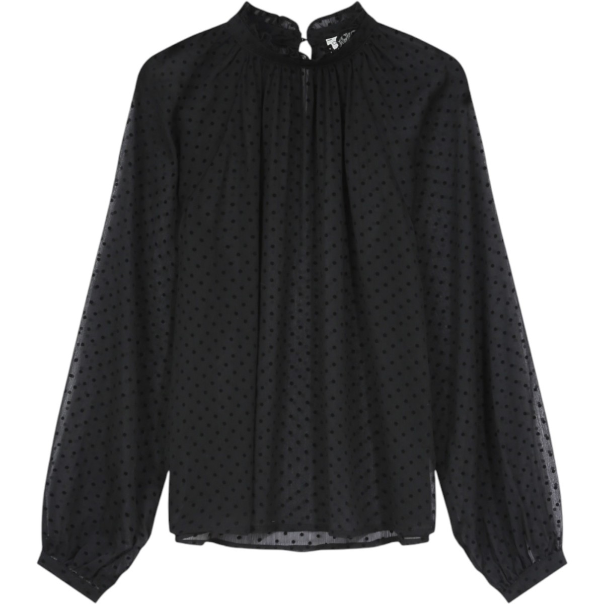 Grace et Mila | Blouse noir à pois en velours