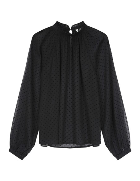 Grace et Mila | Blouse noir à pois en velours