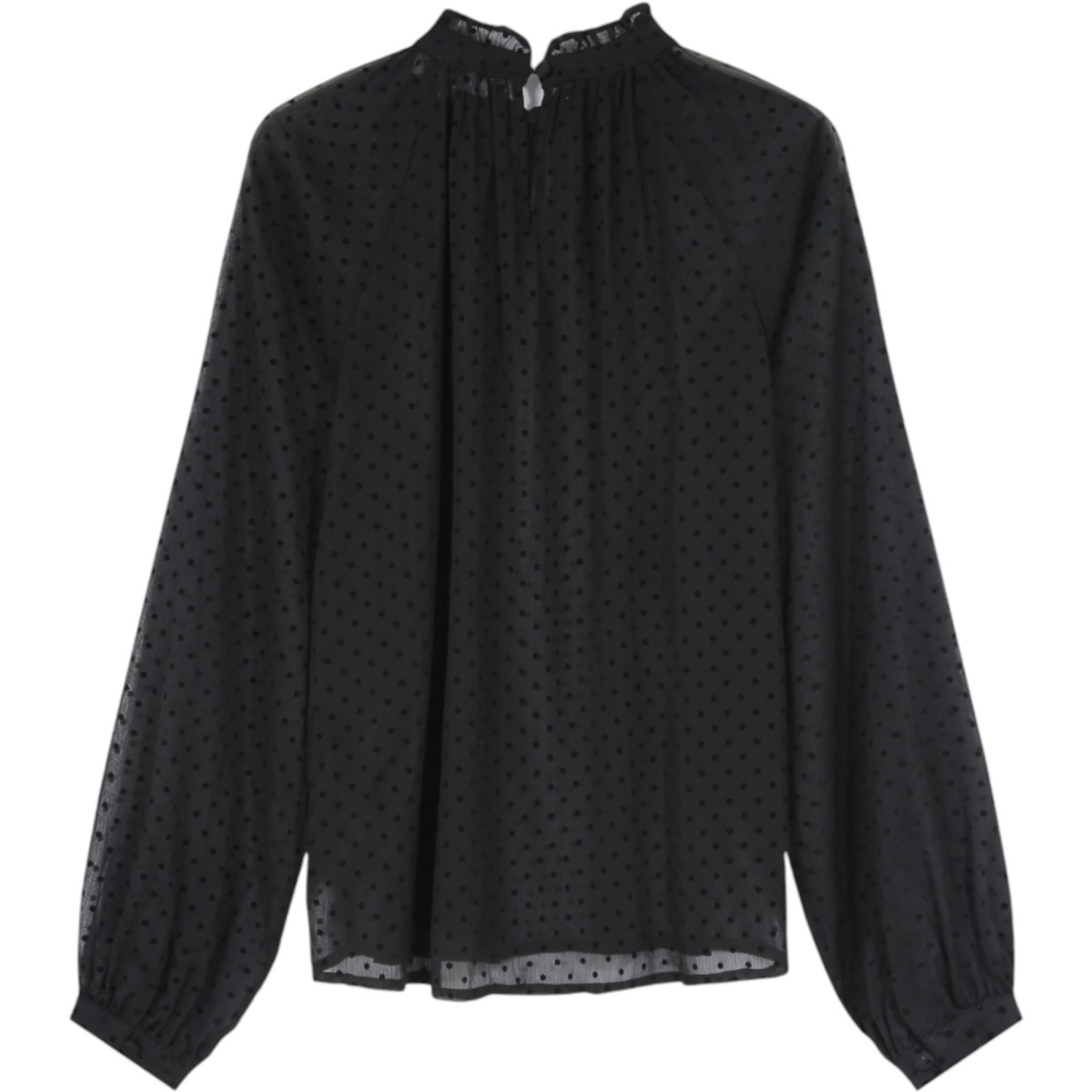 Grace et Mila | Blouse noir à pois en velours