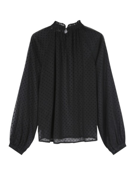 Grace et Mila | Blouse noir à pois en velours