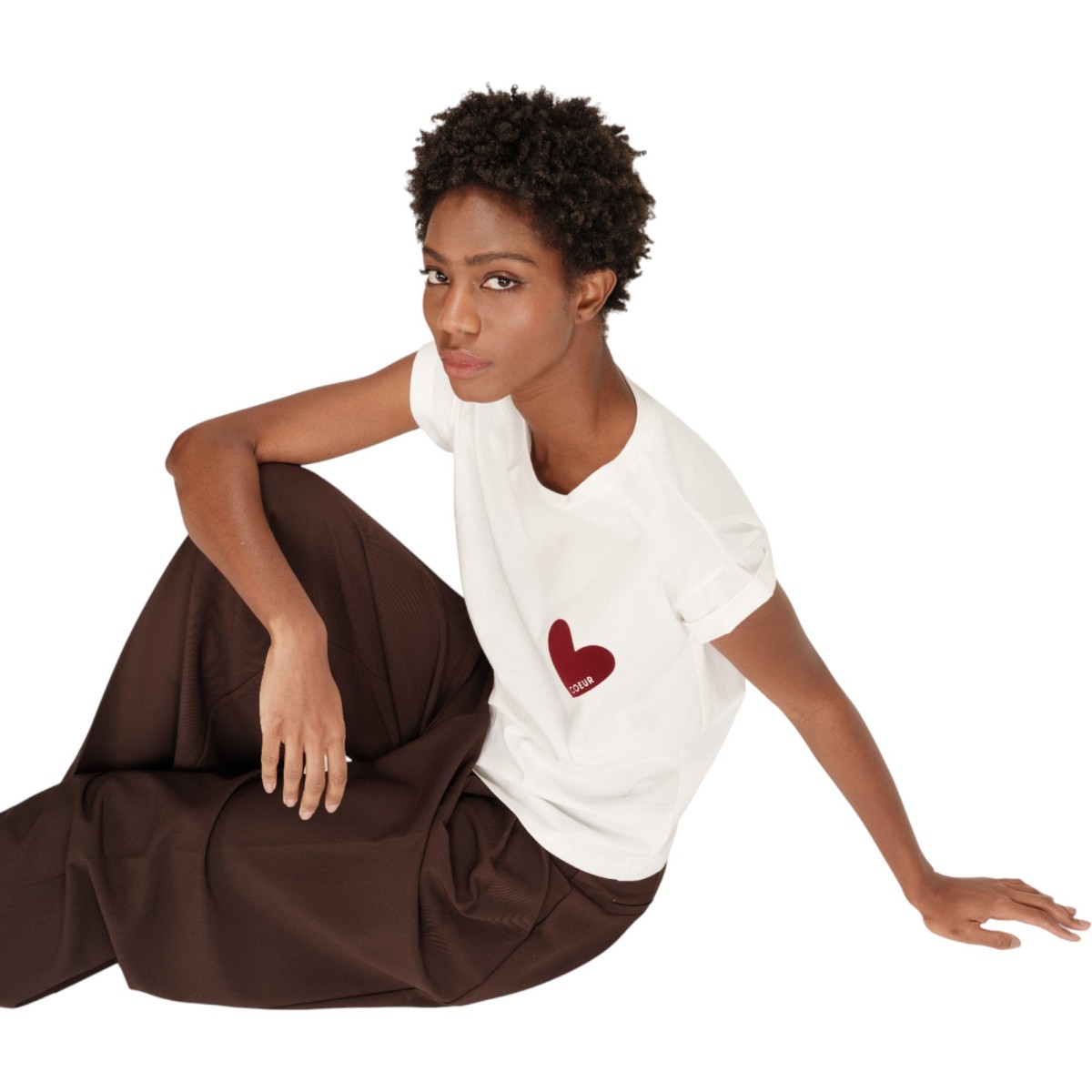 Grace et Mila - T-shirt coeur bordeaux