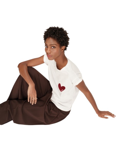 Grace et Mila - T-shirt coeur bordeaux