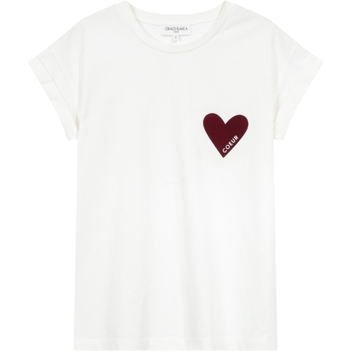 Grace et Mila - T-shirt coeur bordeaux