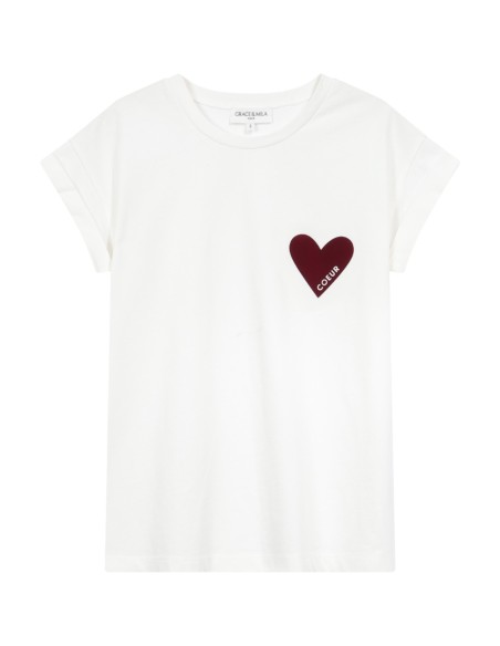 Grace et Mila - T-shirt coeur bordeaux