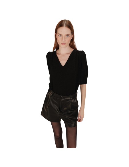 Grace et Mila - T-shirt noir brillant manches 3/4