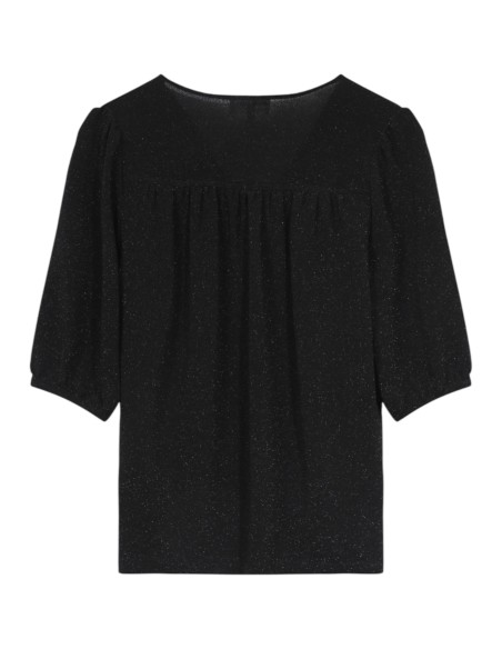 Grace et Mila - T-shirt noir brillant manches 3/4