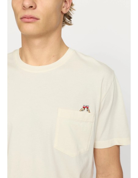 Révolution - T-Shirt écru avec poche et broderie