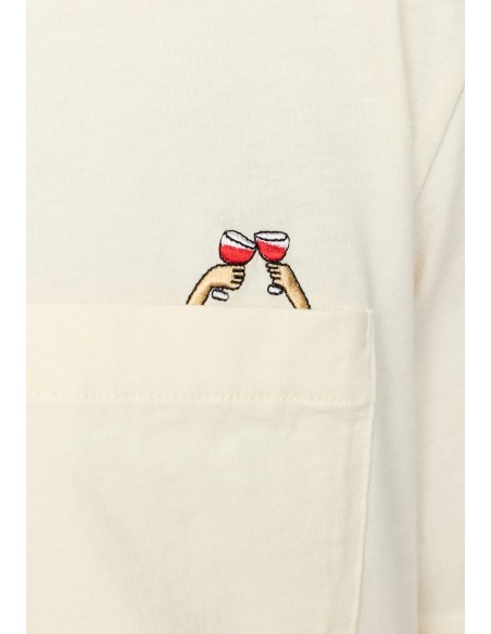 Révolution - T-Shirt écru avec poche et broderie