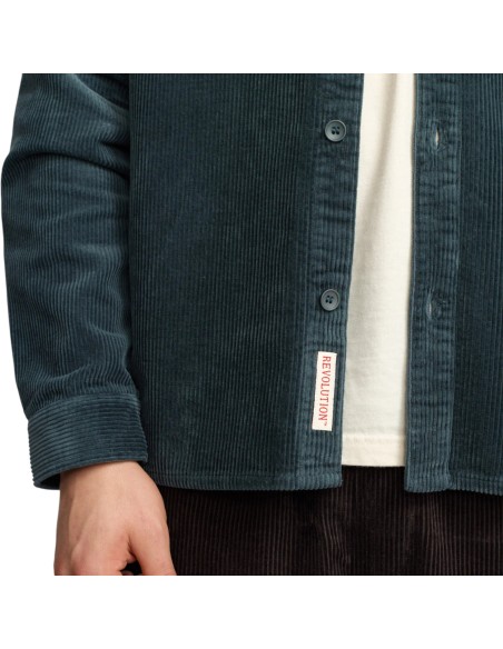 Révolution - Veste velours bleu pétrole