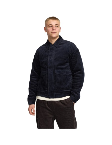 Révolution - Manteau court velours bleu marine homme