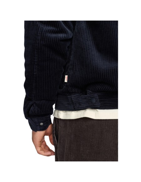 Révolution - Manteau court velours bleu marine homme