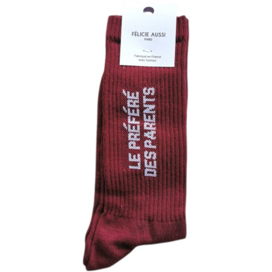Félicie Aussi | Chaussettes pour homme "Le préféré des parents" bordeaux